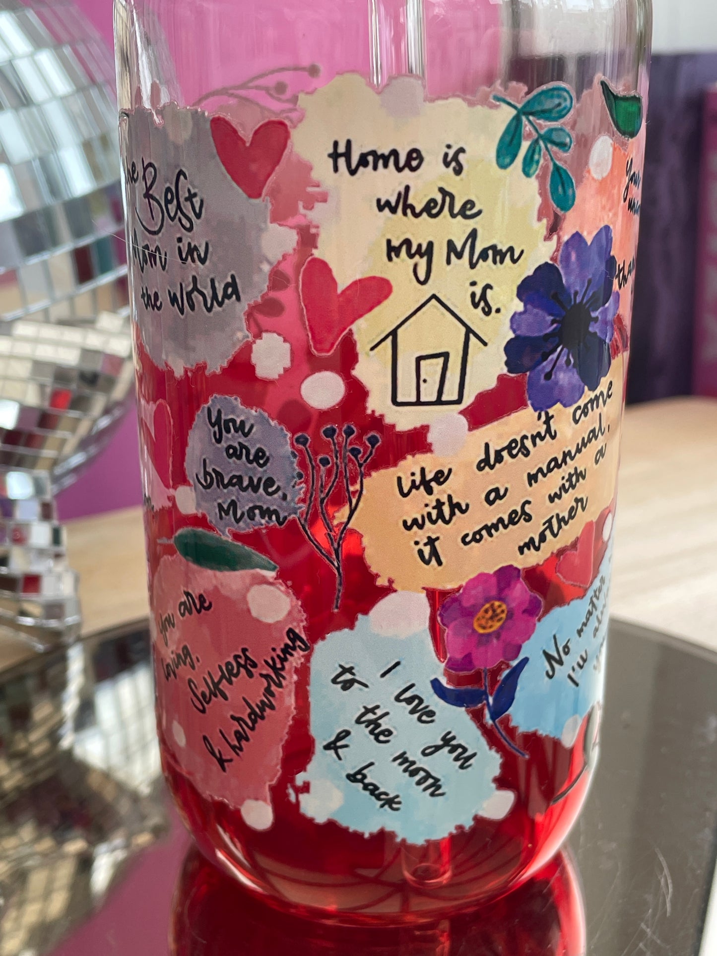 Best Mom Ever decorated glass mason jar