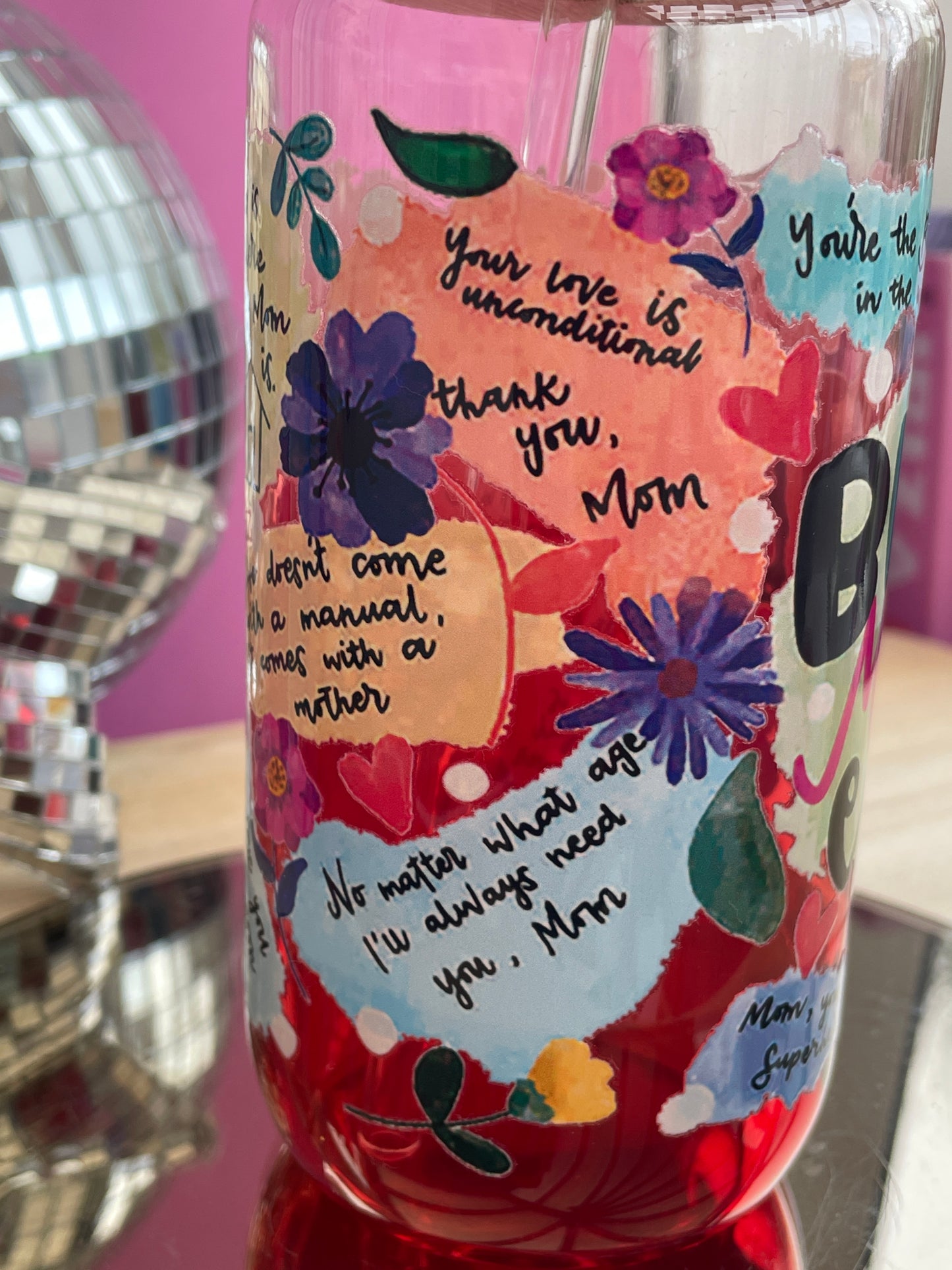 Best Mom Ever decorated glass mason jar