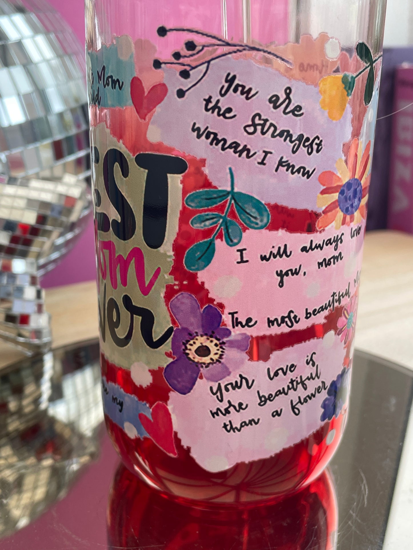 Best Mom Ever decorated glass mason jar