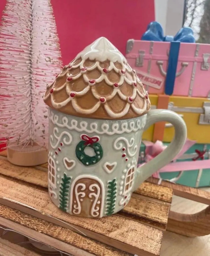 Gingerbread House Mug and Lid