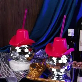 Disco Ball Cowboy Cup with Straw