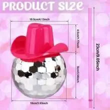 Disco Ball Cowboy Cup with Straw