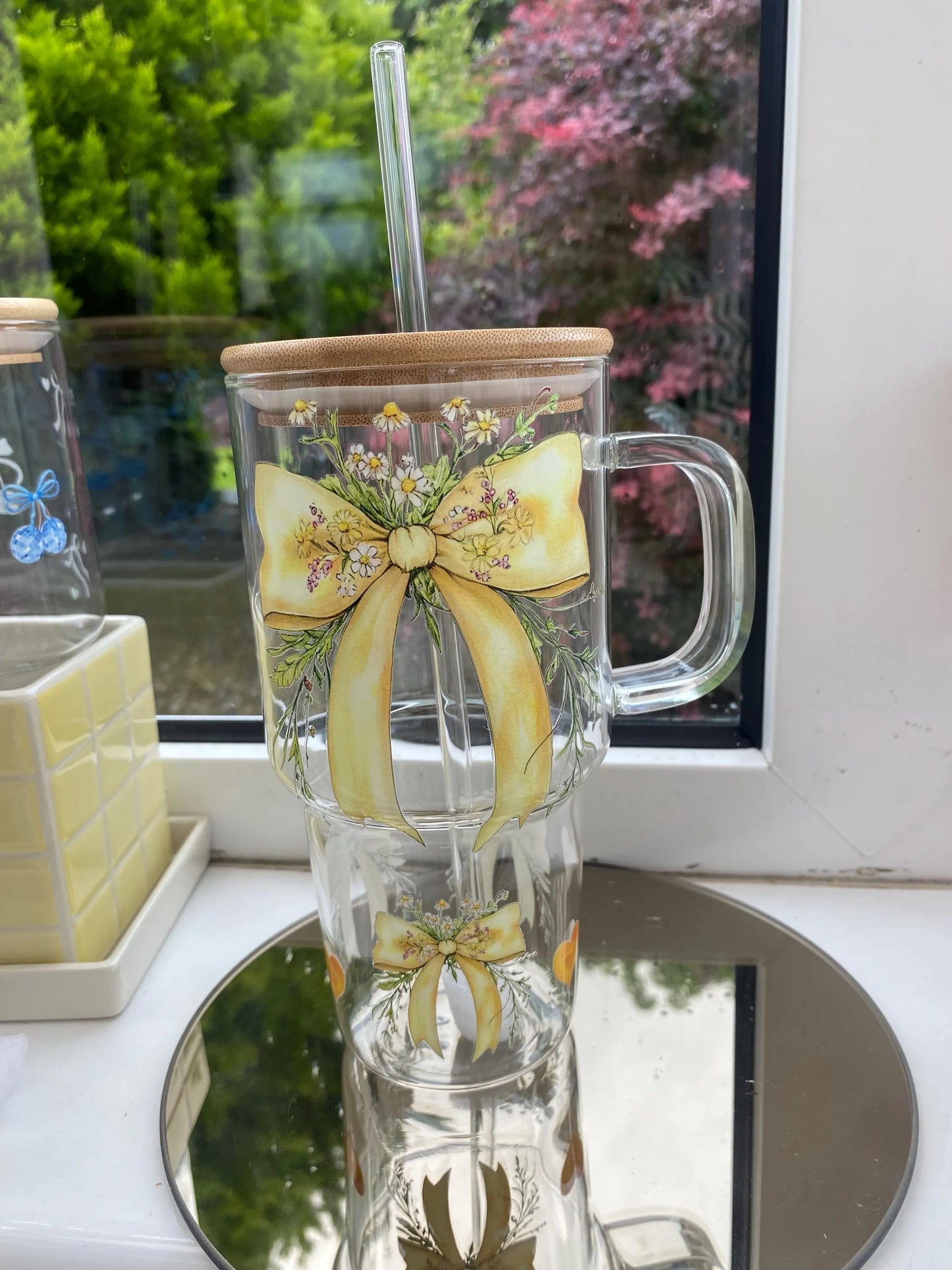 Yellow Floral Bow