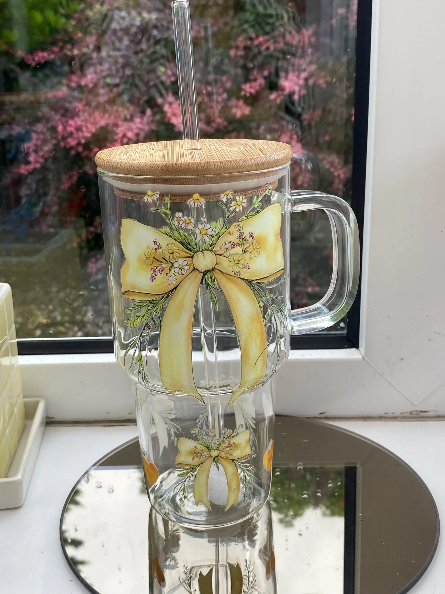 Yellow Floral Bow