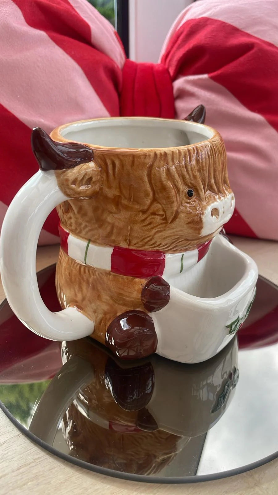 Highland Cow Christmas Mug with Biscuit Pocket