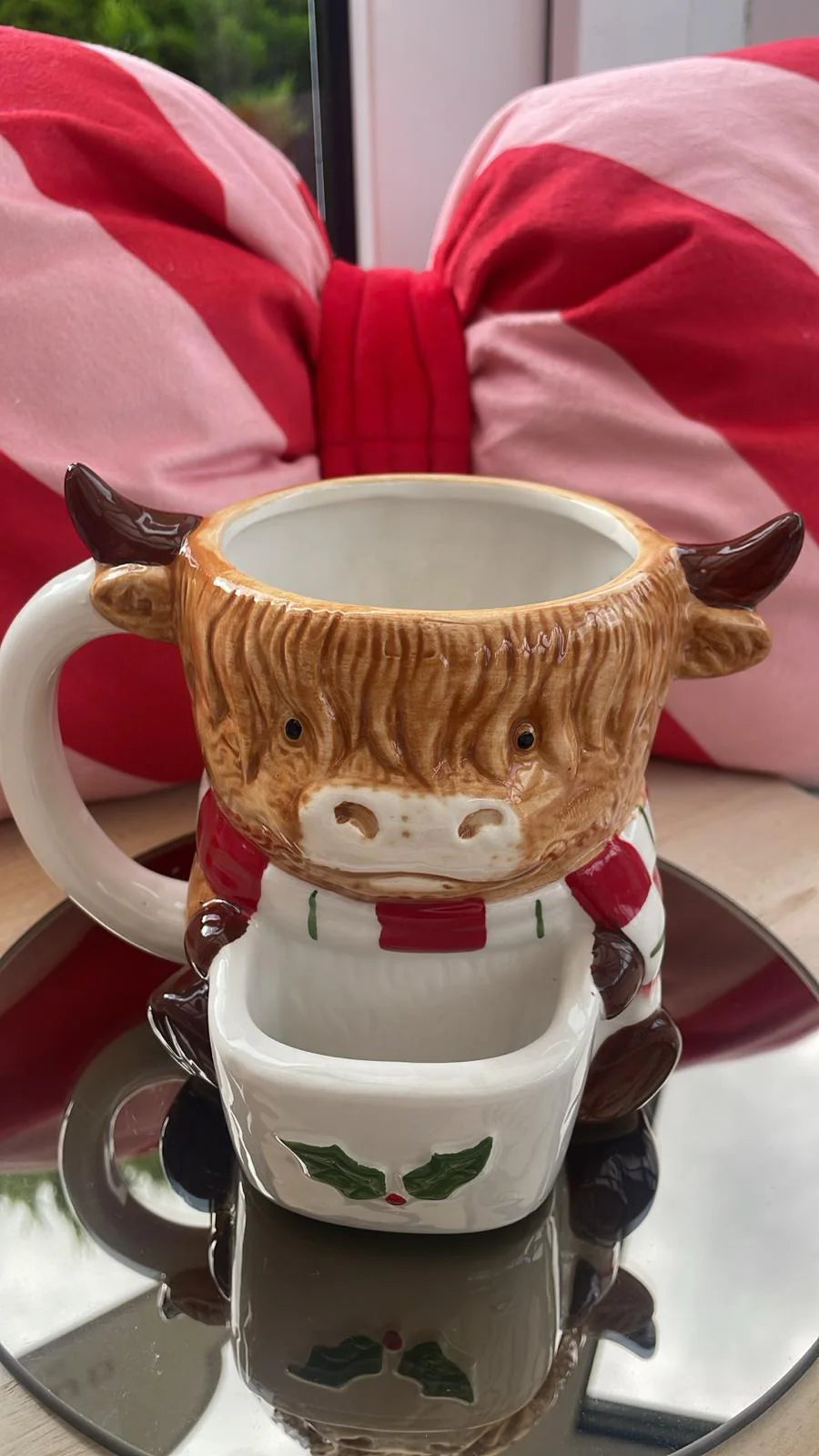 Highland Cow Christmas Mug with Biscuit Pocket