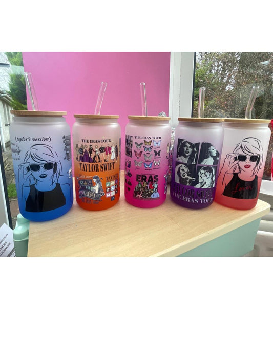 Taylor Swift Eras Tour Frosted Coloured Ice Coffee Glass