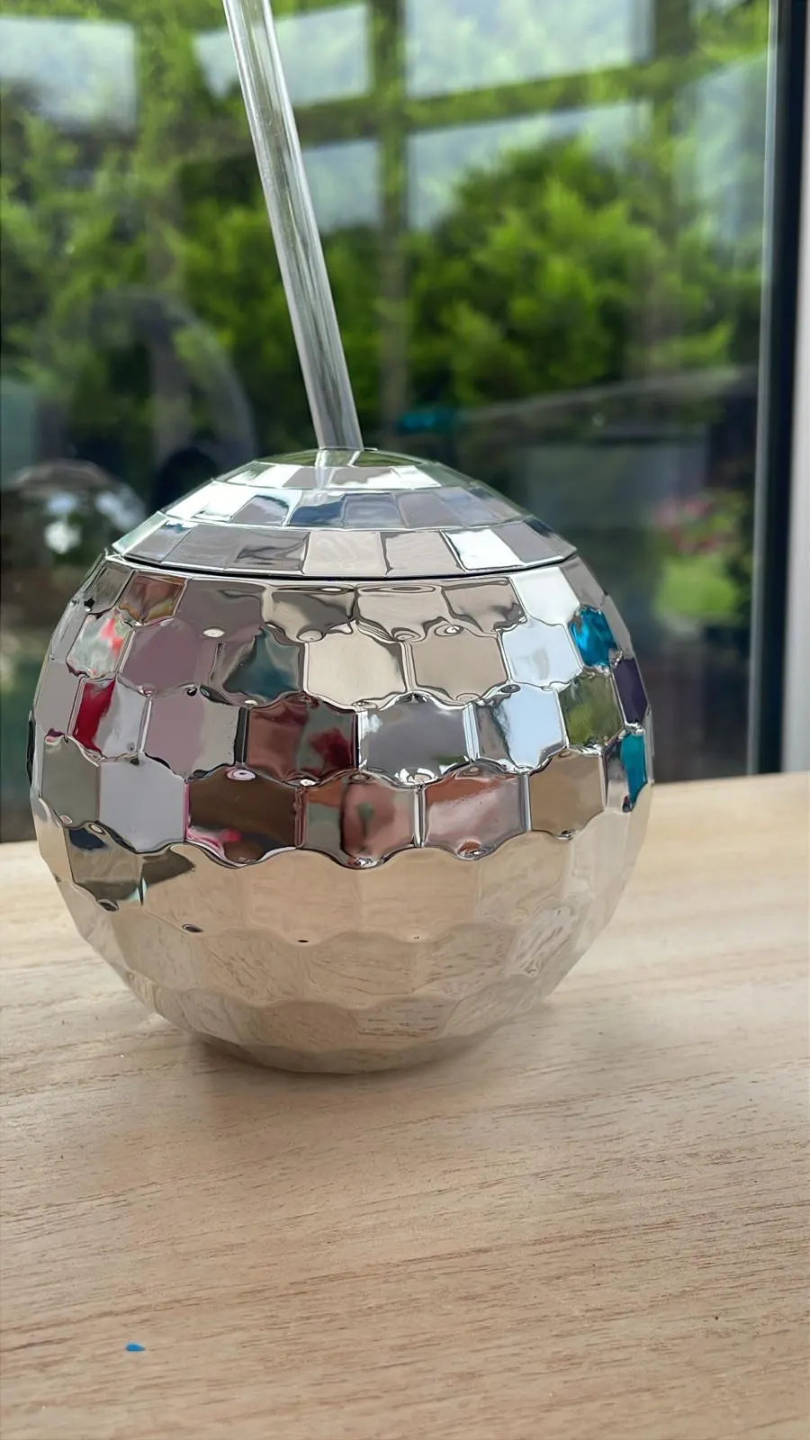 Personalised Disco Ball Cup with Straw